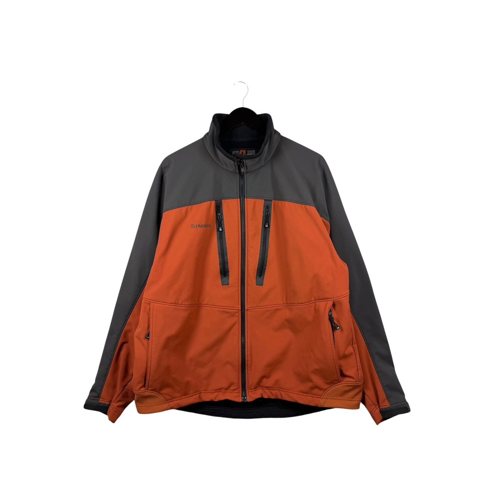 Simms Windstopper Soft Shell Jacket Mens XL Coal/Simms Orange Full Zip